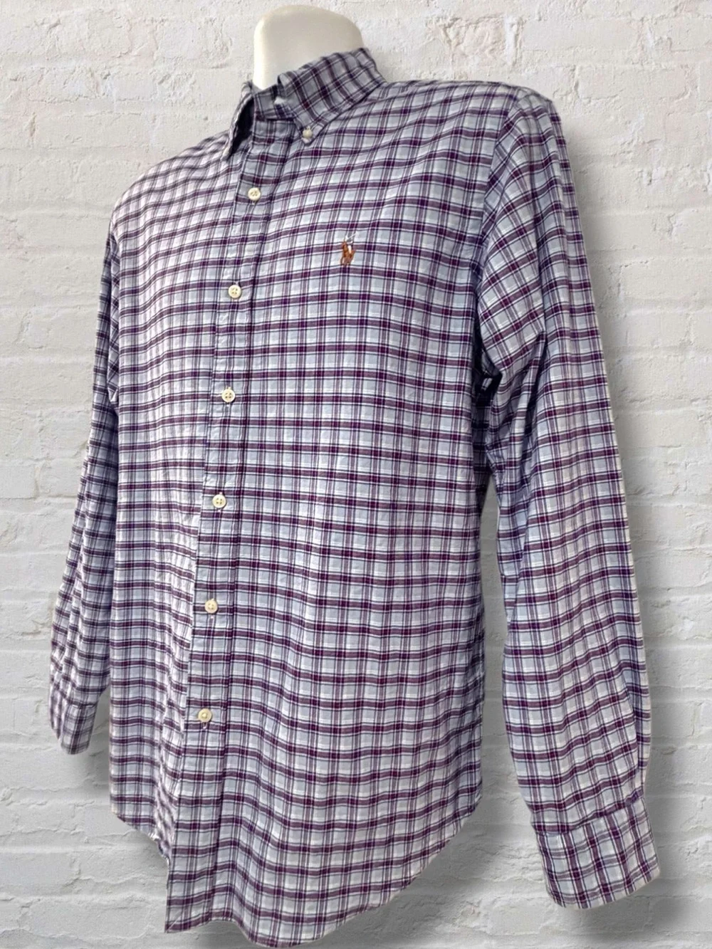Polo Ralph Lauren Purple Plaid Button Down Shirt Multicolor Pony Classic Mens
